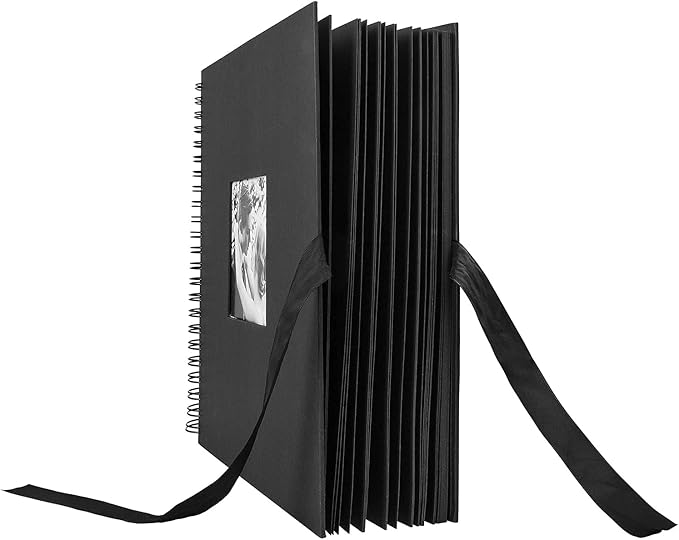 INNOCHEER Photo Album - Self Adhesive 80 Black Pages, Large Scrap Book Wedding Guest Book for DIY Anniversary Travel Memory Scrapbooking (Black 10X10)