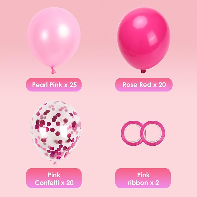 RUBFAC Pink Balloons Party Balloon and Hot Pink Balloons - Image 2