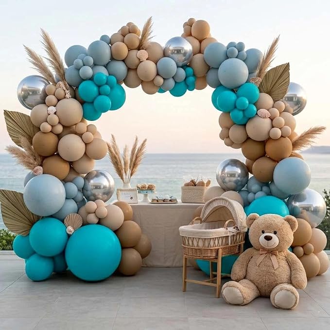 Teal Balloons Turquiose Double Stuffed Balloon Garland Arch Kit Latex Different - Image 7