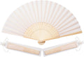 Sepwedd 50pcs Cream-Coloured Imitated Silk Fabric Bamboo Folded Hand Fan Bridal by SEPWEDD