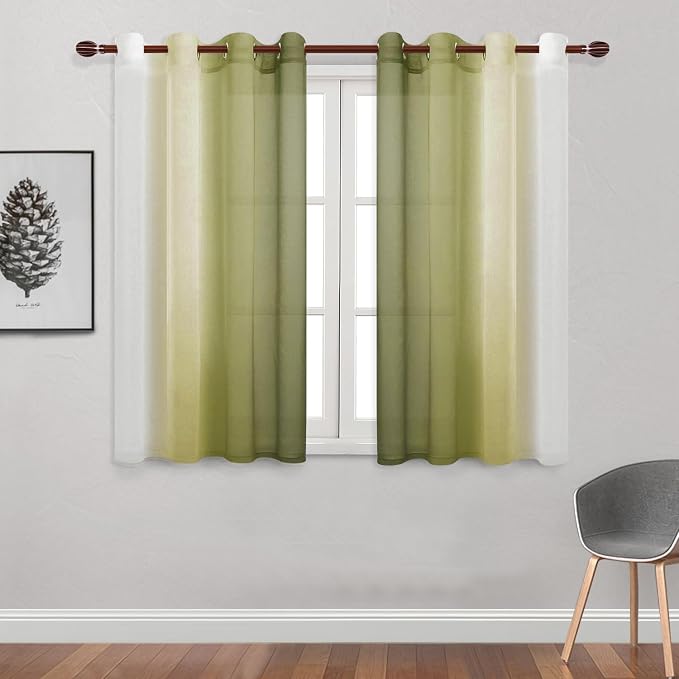 DWCN Ombre Faux Linen Sheer Curtains - Image 2