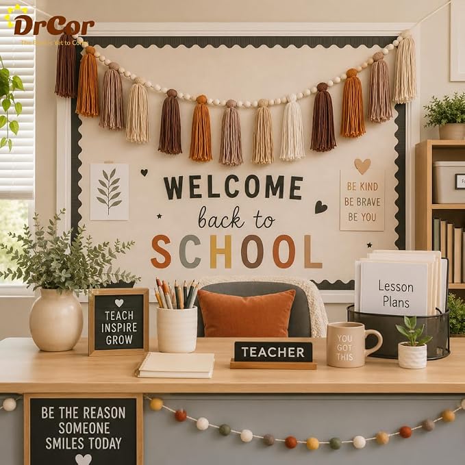 DrCor Terracotta Tassel Garland – Boho Classroom Decor | Handmade yarn wall - Image 7