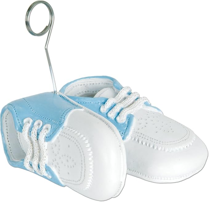 Beistle Baby Shoes Photo and Balloon Holder-1 Pc, Light Blue by Beistle