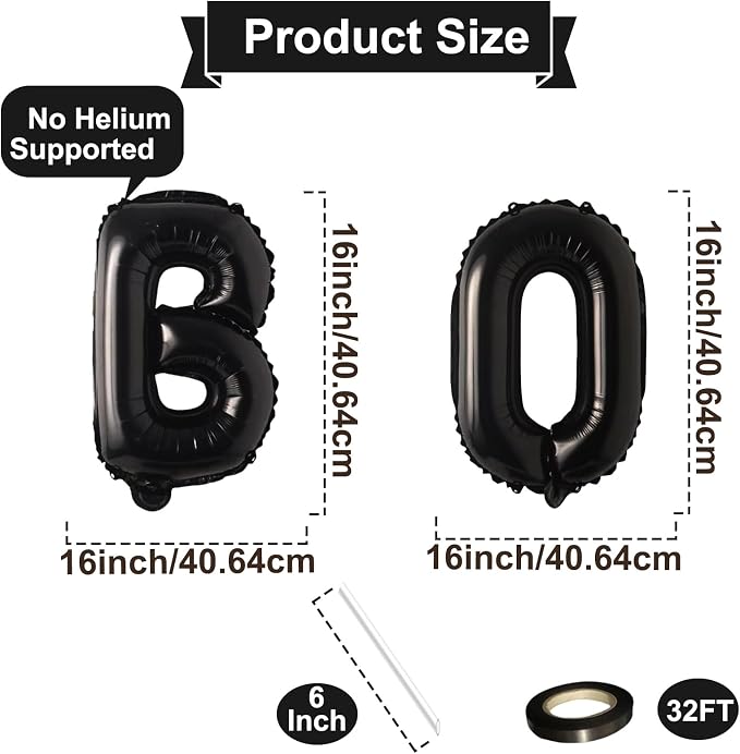 16 Inches Black 'BOO' Balloons - Image 2
