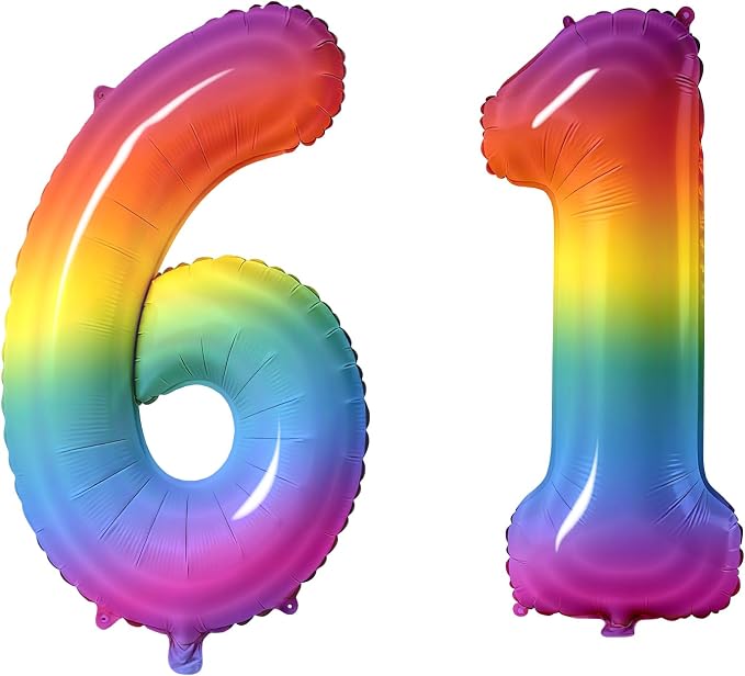Number 61 Balloons for 61st Birthday Party Decorations, 0-100 Large No.61 by Joycard