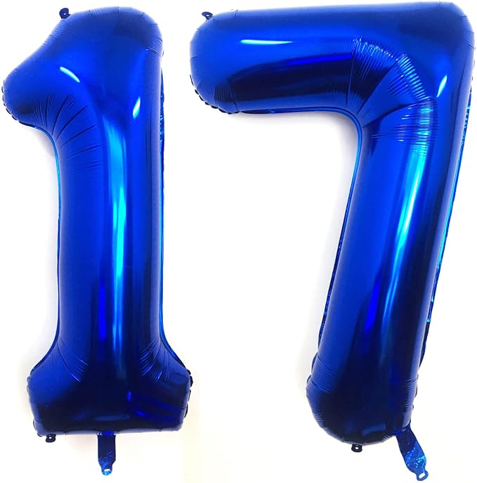 40 Inch Navy Blue 17 Number Balloons Giant 17 Balloons Navy Blue Birthday 17 by LHOAVWE