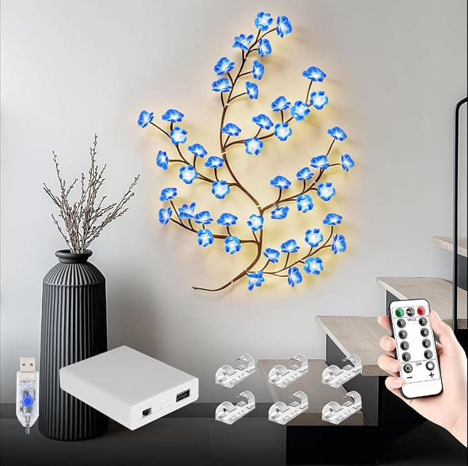 4FT 48LED Blue Cherry Blossom Tree Branch Lights by FNHMSL
