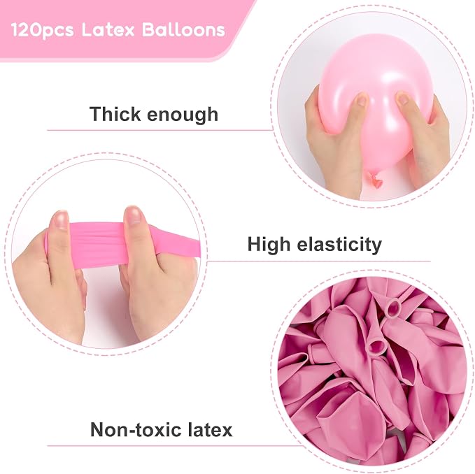 RUBFAC Pink Balloons 120pcs 12 Inches Latex Light Pink Balloons - Image 5