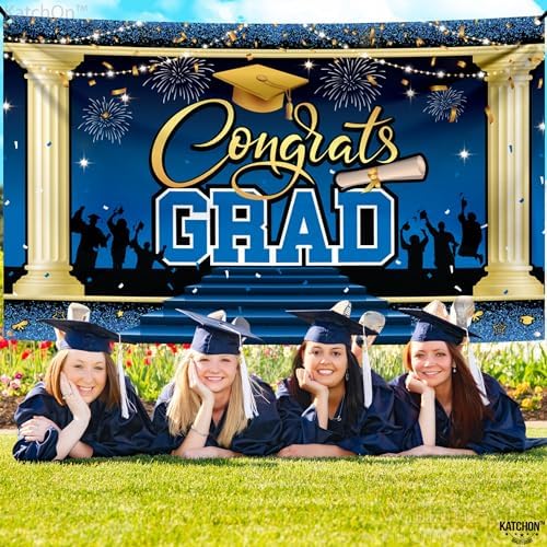 KatchOn Blue Congrats Grad Banner 72x44 Inch | 2026 Graduation Backdrop - Image 5