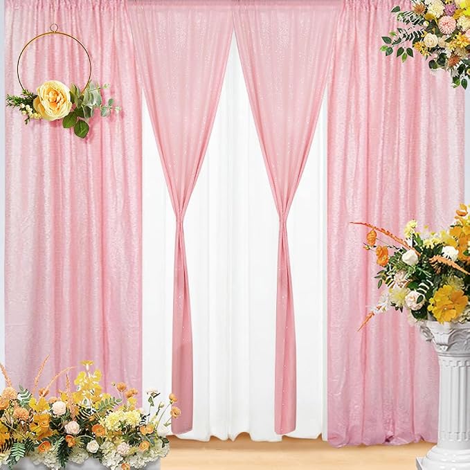 Eternal Beauty Pink 3mm Sequin Backdrop 2x8 Ft 2 Pack Wedding | Dense Sparkle - Image 4