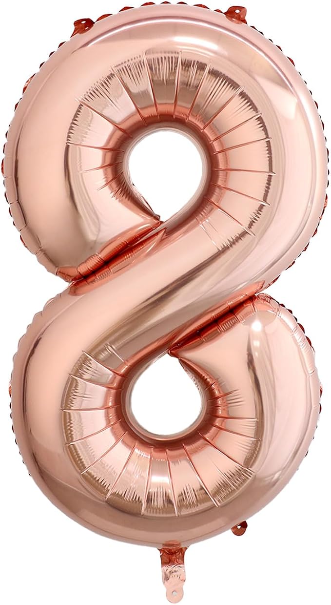 40 Inch Rose Gold Number 8 Balloon, Giant Number Balloons, Birthday Decor | by Unknown
