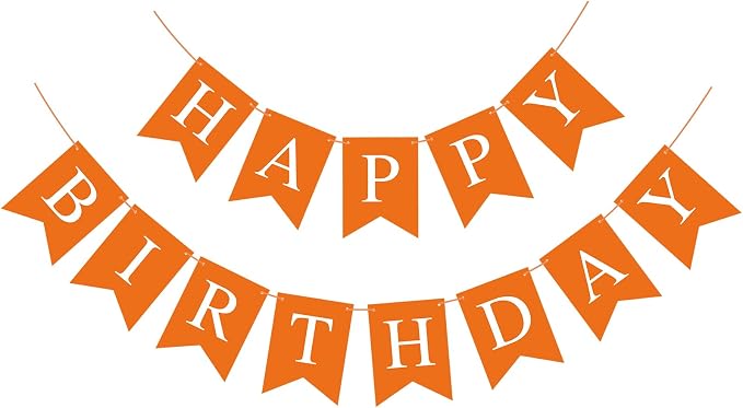 Orange Happy Birthday Banner Birthday Sign by Hooqict