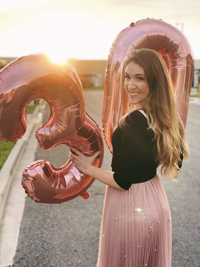 7 Balloon Numbers Birthday Decorations, 40In Rose Gold Balloons - Image 5