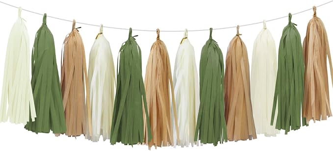 Sage Green Tassel Garland for Woodland Baby Shower Decorations Retro Green by Aonor