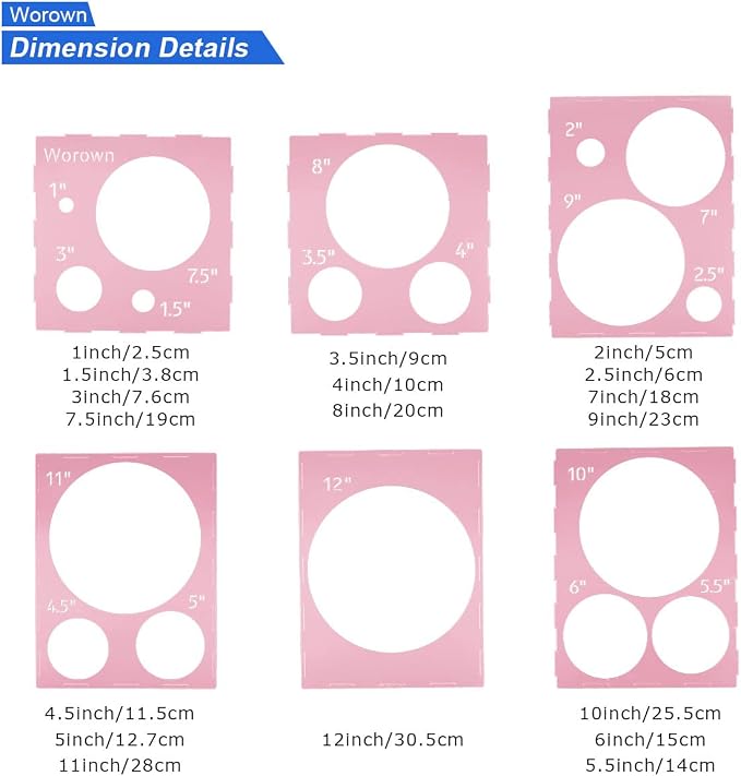 Worown 18 Holes Large Collapsible Pink Plastic Balloon Sizer Box, 1-12 Inch - Image 2
