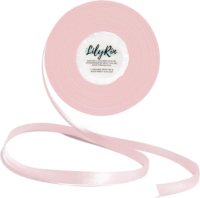 Pale Pink Ribbon 1/4 Inches 36 Yards Satin Roll Perfect by LilyRin