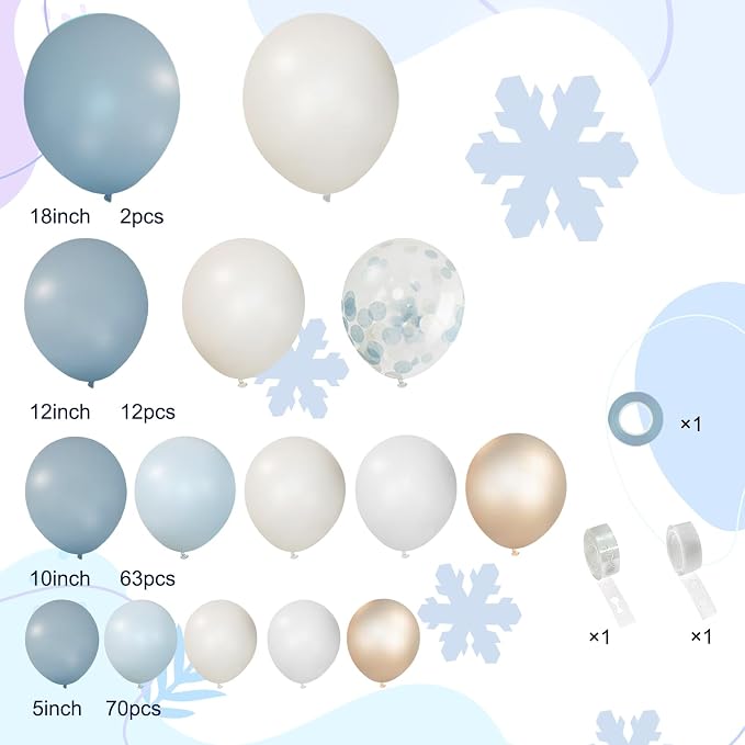 150Pcs Dusty Baby Blue Balloon Arch Garland Kit, Sand White Slate Fog Pastel - Image 2