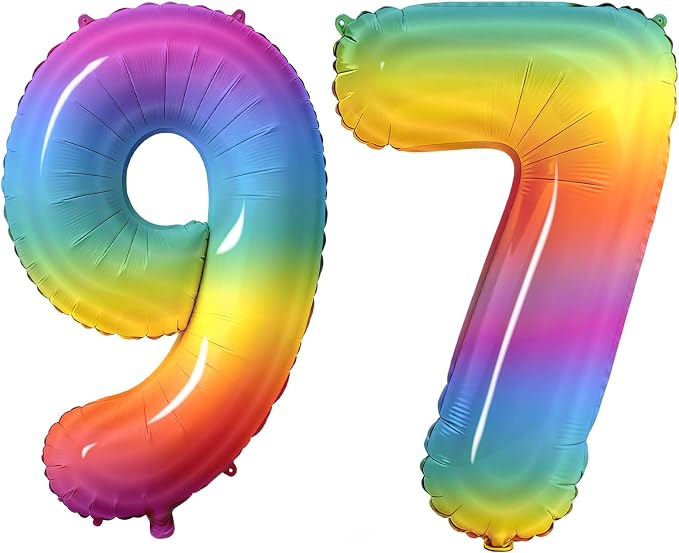 Number 97 Balloons for 97th Birthday Party Decorations, 0-100 Large No.97 by Joycard