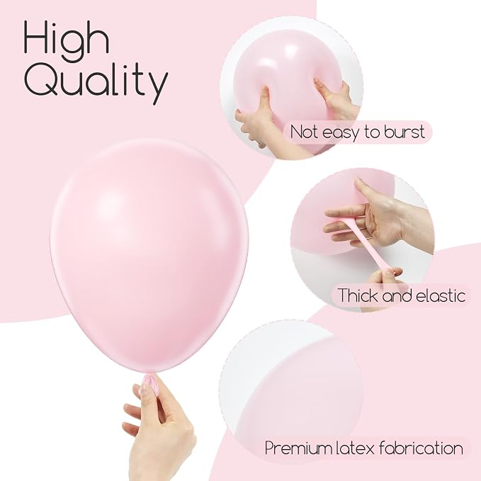 Awenztech 122pcs Light Pink Balloon Arch Kit, 18 12 10 5 inch Pastel Pink Latex - Image 3