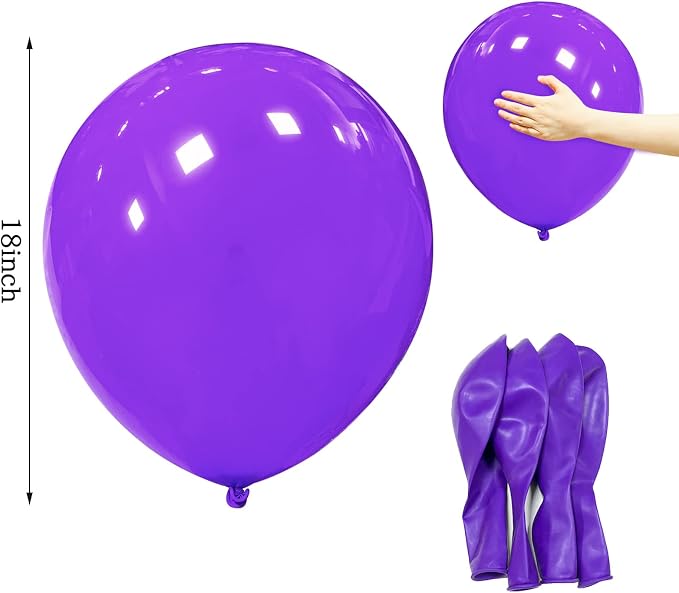 Purple Balloons 18 Inch 12 Pack Large Latex Party Balloons Round Helium Balloon - Image 2