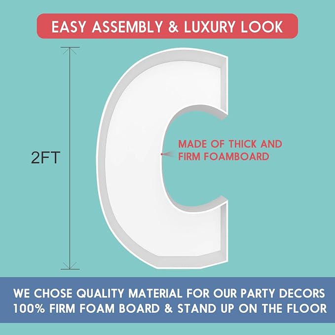 2FT Letter C Mosaic Balloon Frame Letter DIY Fillable Letters Kit - Image 2
