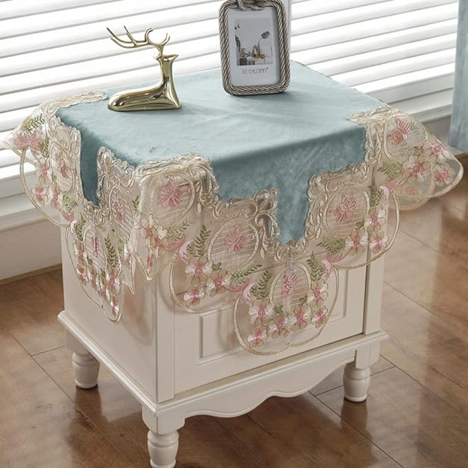vctops Damask Lace Patchwork Tablecloth Luxury Square Small Table Cover Elegant Floral Embroidered Lace Table Cloth for Party Kitchen Dinning Picnic Decoration (Type N,32"x32")