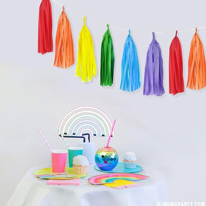 Rainbow Tassel Garland 30 Pcs, Tissue Paper Tassels Garland Banner - Image 4