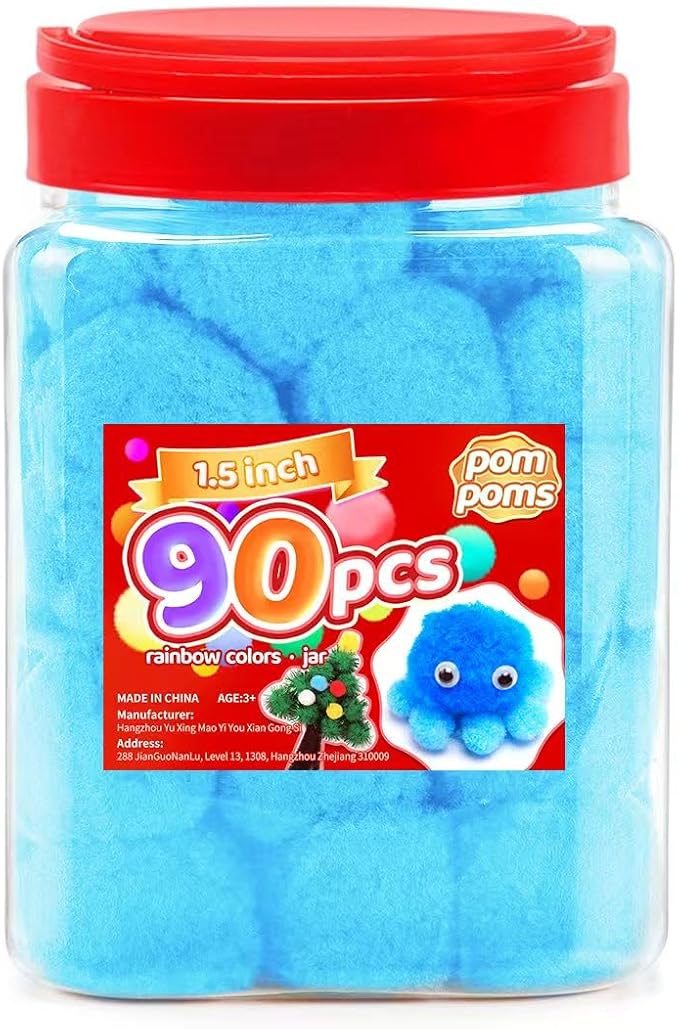 IOOLEEM Light Blue Pom Poms, Pom Poms by IOOLEEM
