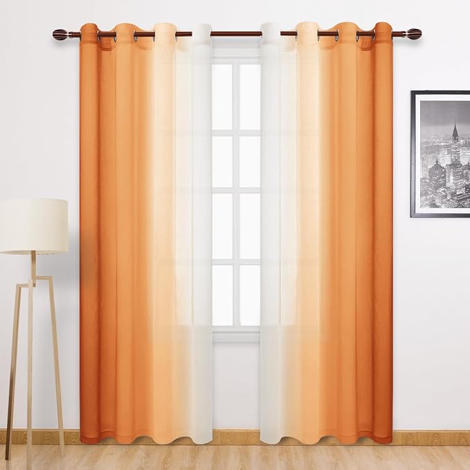DWCN Ombre Faux Linen Sheer Curtains by DWCN