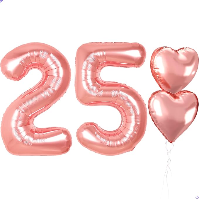Rose Gold 25th Birthday Decorations, 40 inch Large 25 Balloon Numbers by Unknown