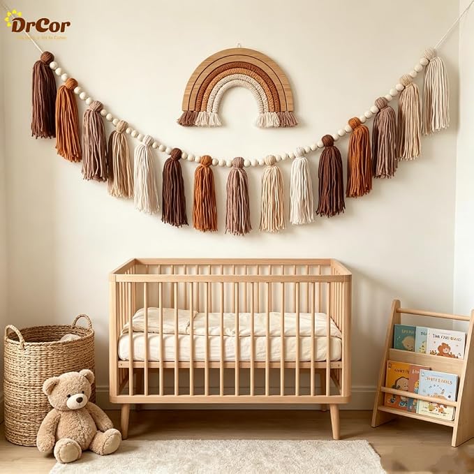 DrCor Terracotta Tassel Garland – Boho Classroom Decor | Handmade yarn wall - Image 4