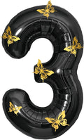 40 Inch Black Number 3 Balloon by GLASNES