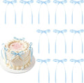 30 Pack Bow Cake Toppers Light Blue Ribbons Bows by NatNarr