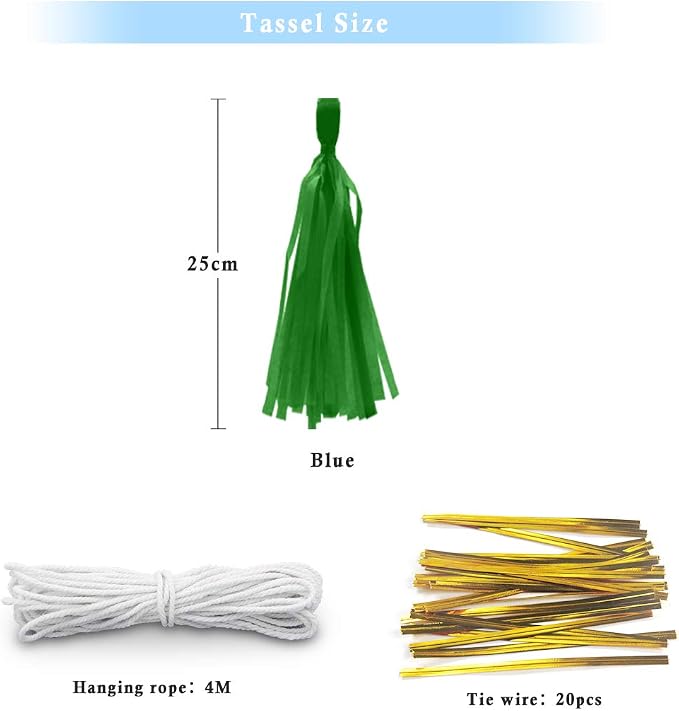 Green Tissue Paper Tassel DIY Hanging Paper Decorations Party Garland - Image 2