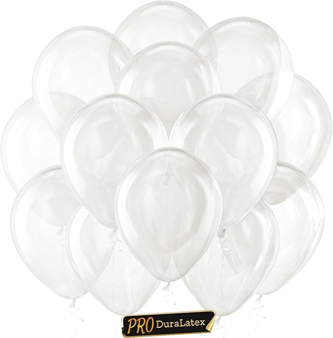 Pro Duralatex Clear Extra-Thick Balloons 100 Pack 12 inch | Transparent Balloons by Bezente