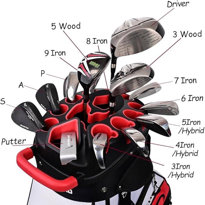 ASK ECHO T-Lock Golf Cart Bag with 14 Way Organizer Divider Top, Premium Cart Bag with Handles and Rain Cover for Men