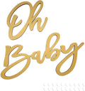 Oh Baby Sign for Backdrop, Large Wooden Baby Shower Sign Gold Letters Party by SIWUCHYE