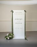 Wedding Welcome Sign Banner Personalized Custom Name Linen Fabric Wedding by Custom