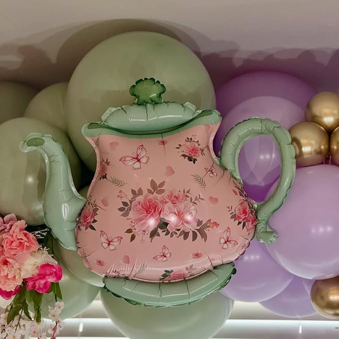 Teapot Balloon 4 Pieces Pink Green Teapot Balloons - Image 5