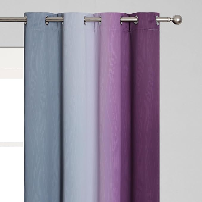 Purple and Grey Ombre Blackout Curtains 102 Inches Long - Image 4