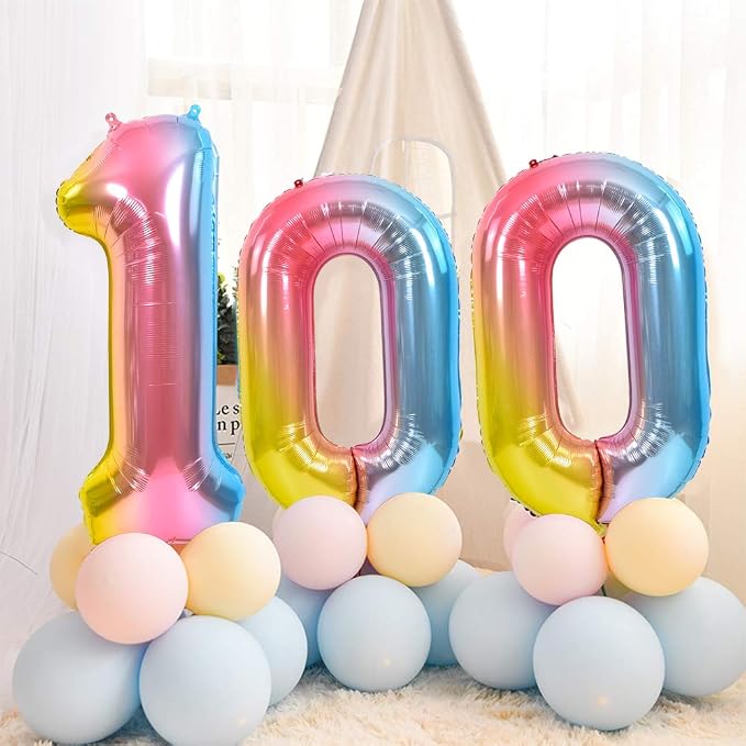TONIFUL 40 Inch Rainbow Large Numbers Balloons 0-9, Number 0 Digital 0 Helium - Image 5