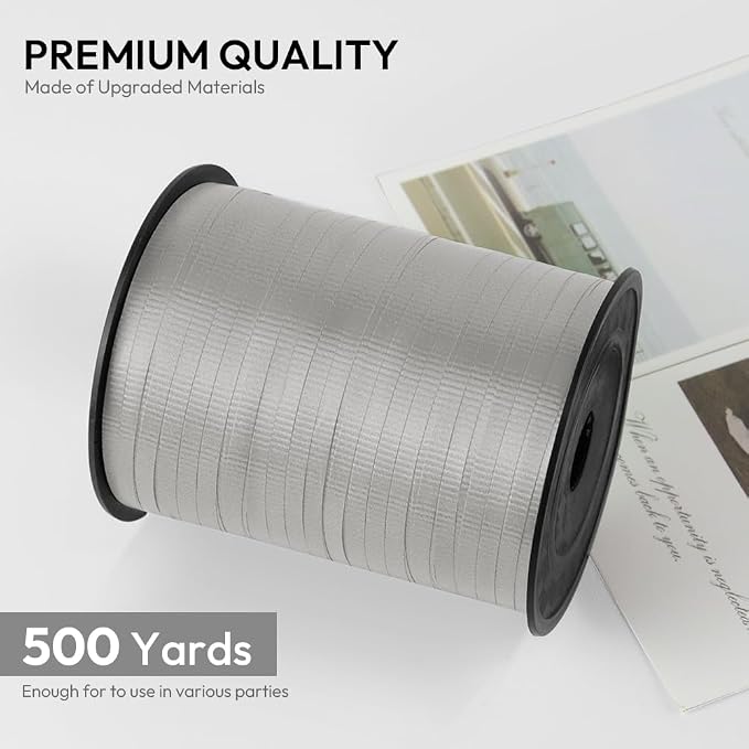 Silvery Crimped Curling Ribbon, 1/5" Wide x 500 Yards Christmas Curling Ribbons - Image 2