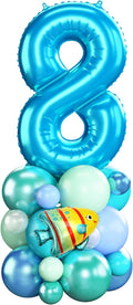 40 Inch Blue Number 8 Balloon Ocean Under the Sea Number Eight Foil Balloons by Domgoge