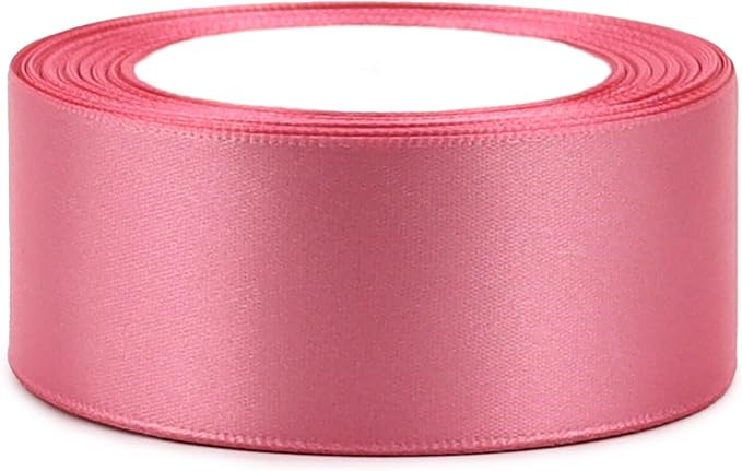 Rose Gold Solid Satin Ribbon 1-1/2 Inch 25 Yards Solid Polyester Fabric Ribbon for Gift Wrapping Wedding Christmas Baby Shower Birthday Party Decoration Handmade Immortal Flower Craft