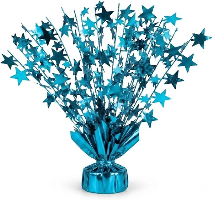 PMU 12 Pack Bursting Star Metallic Foil Spray Centerpiece- Turquoise Balloon by PMU