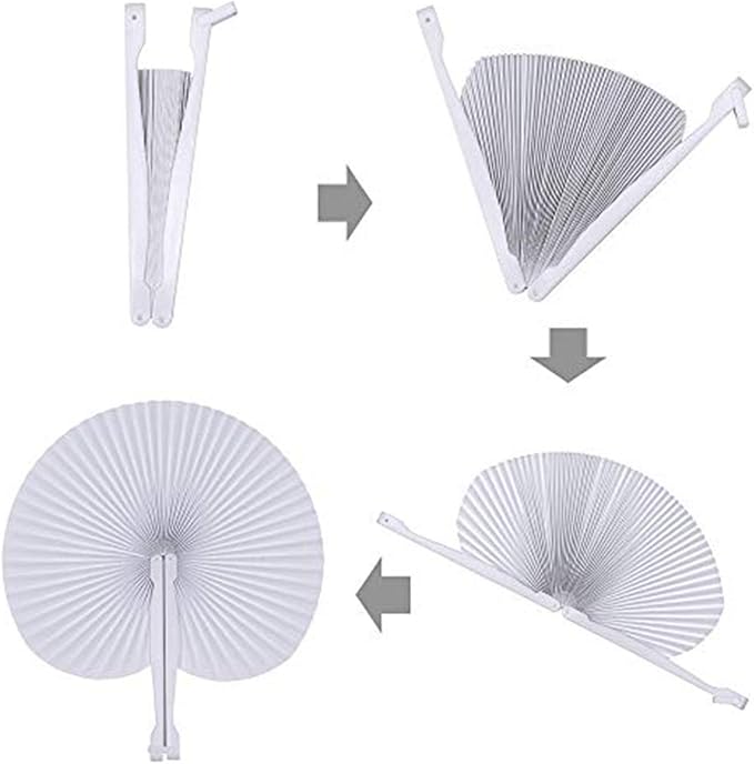 20 Pieces Silver Round Paper Fans | Foldable Handheld Fans - Image 6