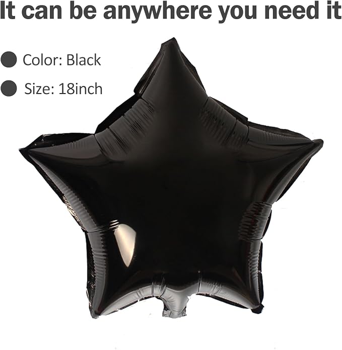 MEETINGU Black Star Balloons, Foil Mylar Balloons - Image 2
