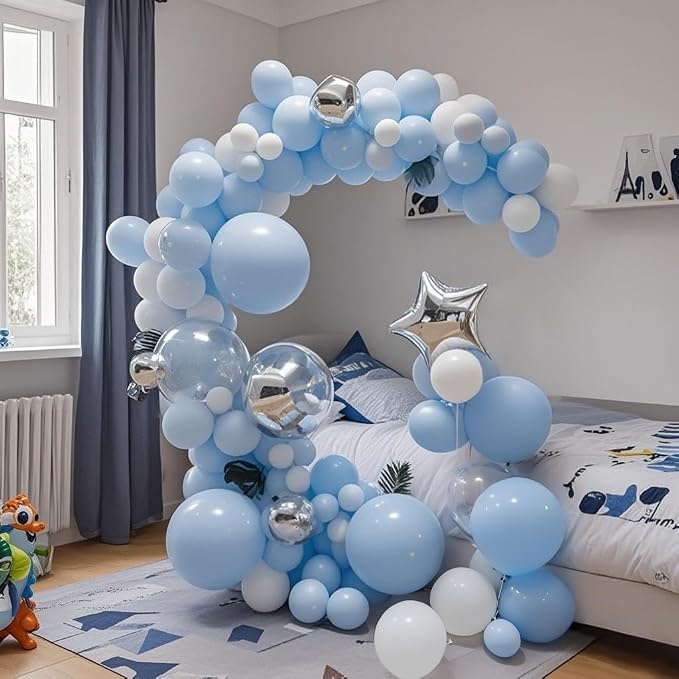 Pastel Blue Balloons 145pcs Different Sizes 18 12 10 5 Inches Baby Blue Light - Image 4