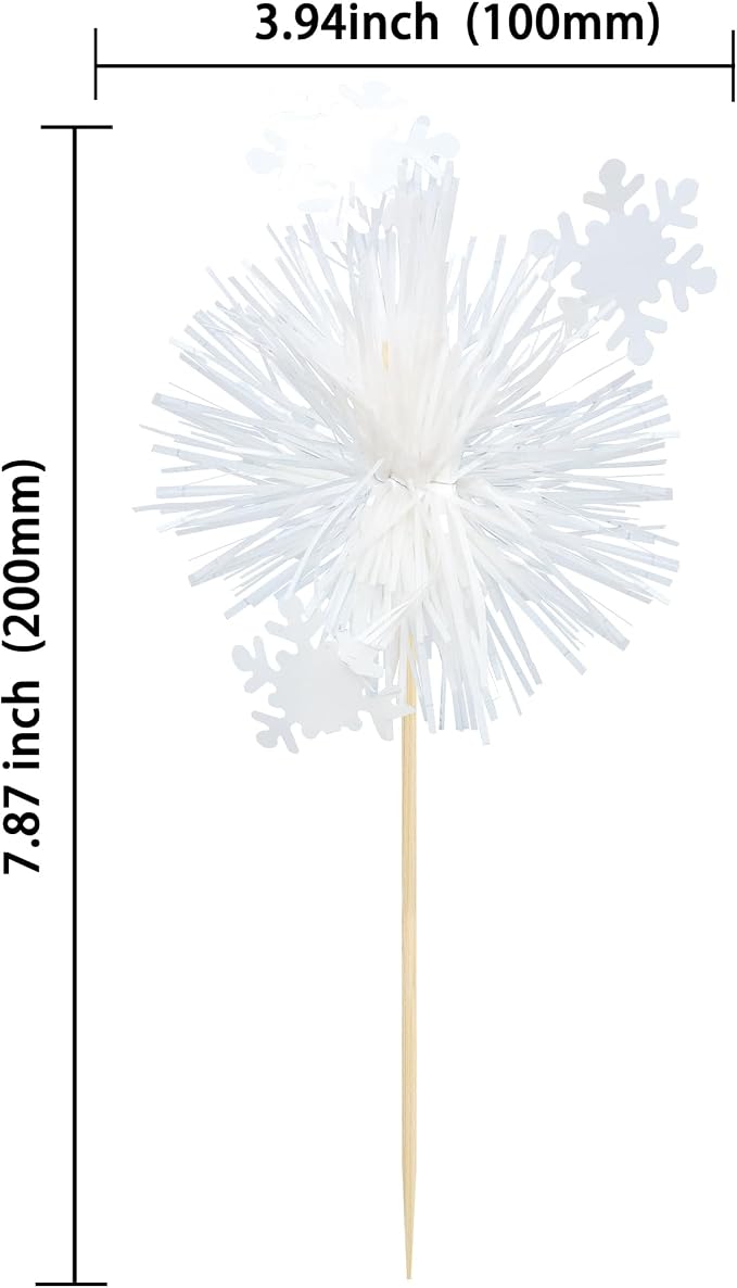Gyufise 20Pcs Foil Firework Cupcake Toppers Sparkle Tinsel Cake Toppers Tinsel - Image 2
