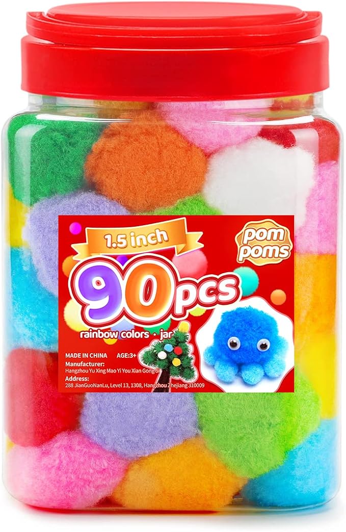 Iooleem Large Pom Poms, 1.5 inch, Pom Poms by IOOLEEM